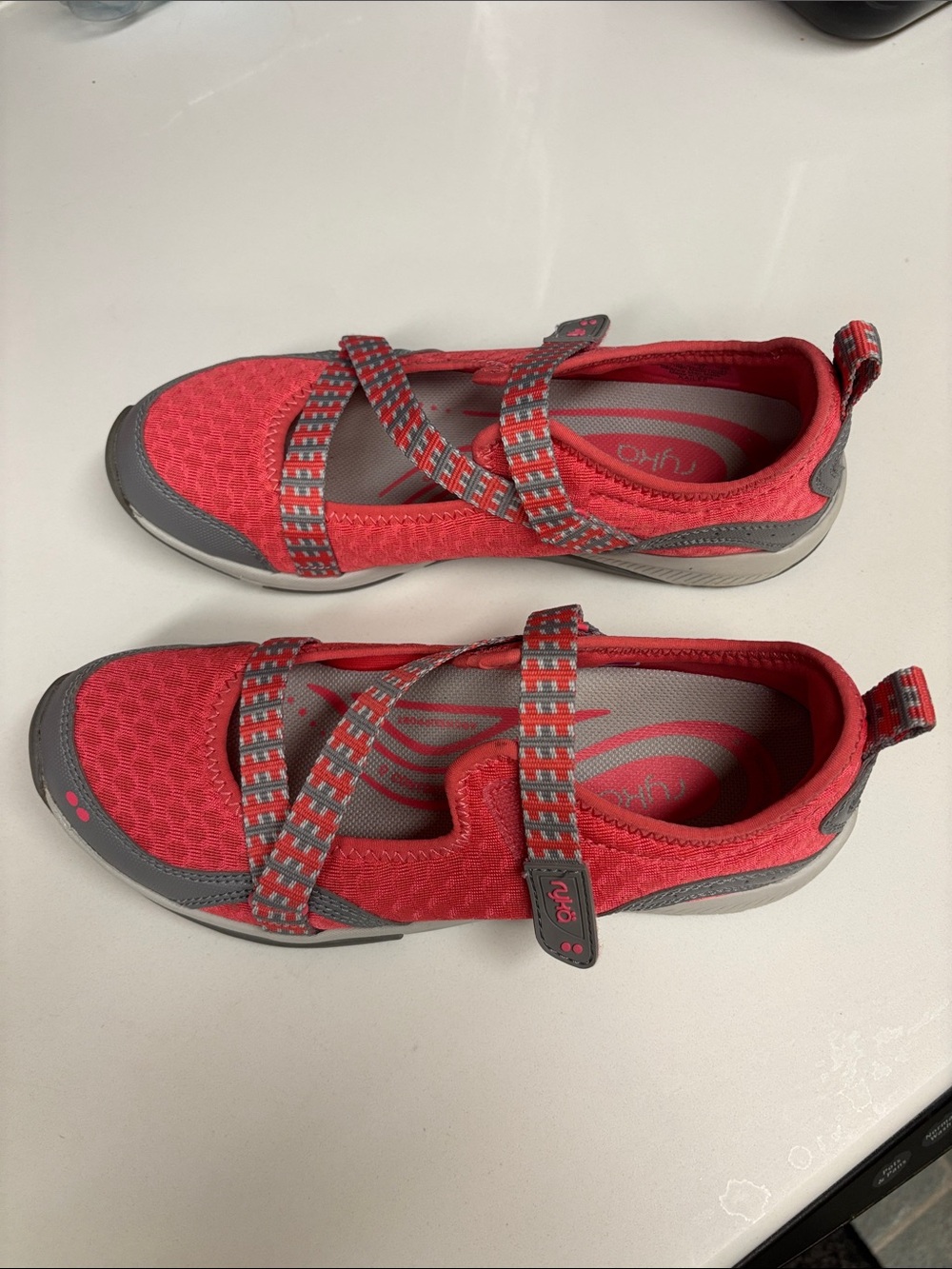 Ryka Coral and Gray Athletic Mary Jane Sneakers